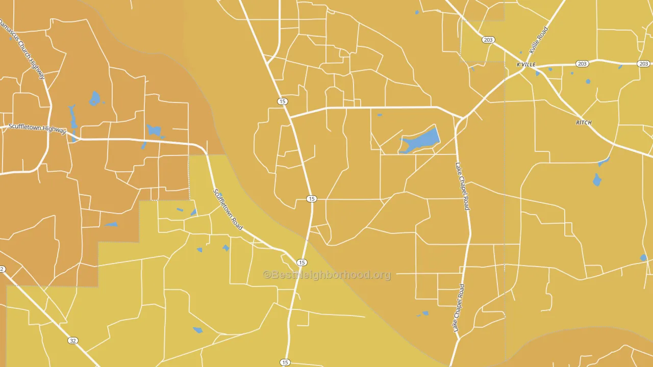 Map of the best neighborhoods in the Bristol area, with better matches in green and worse matches in red