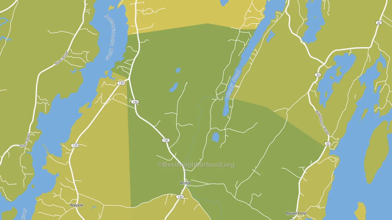 Map of the best neighborhoods in the Bristol area, with better matches in green and worse matches in red