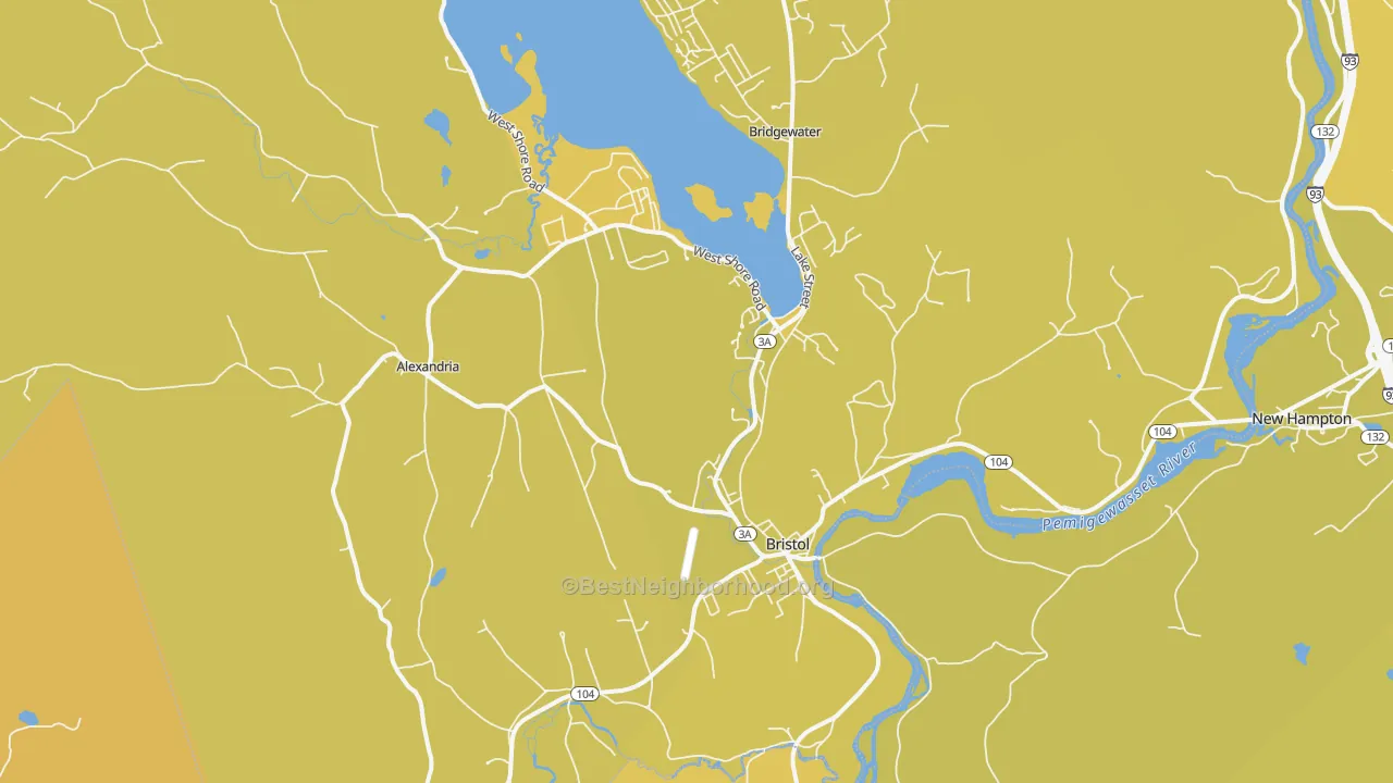 Map of the best neighborhoods in the Bristol area, with better matches in green and worse matches in red