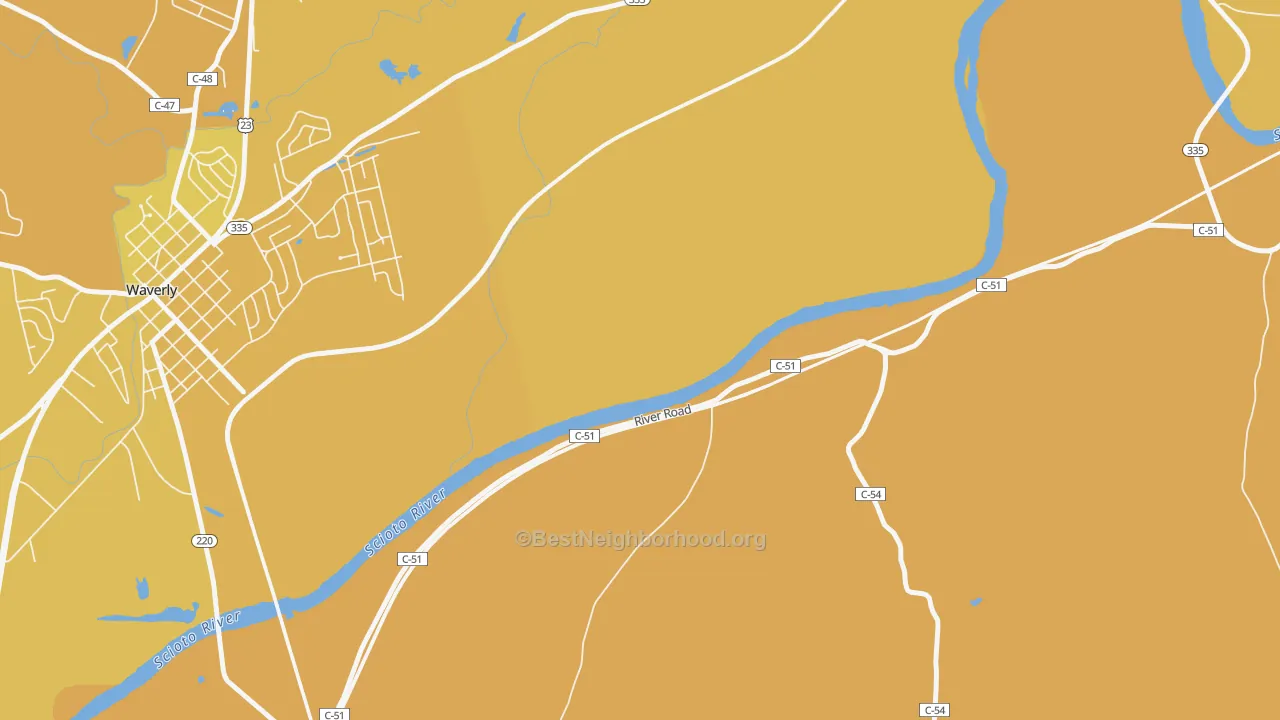 Map of the best neighborhoods in the Bristol Village area, with better matches in green and worse matches in red