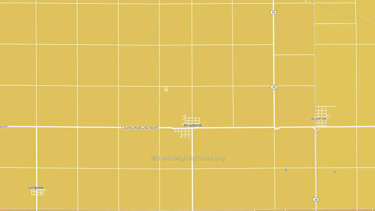 Map of the best neighborhoods in the Broadlands area, with better matches in green and worse matches in red