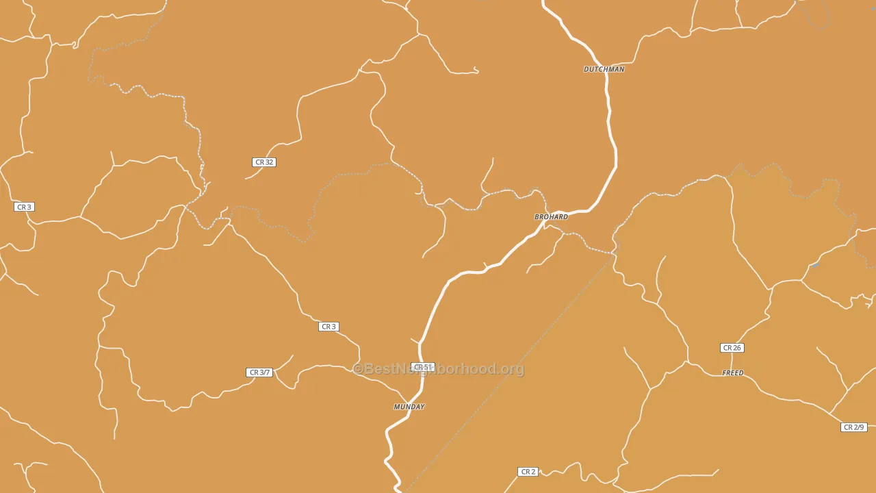 Map of the best neighborhoods in the Brohard area, with better matches in green and worse matches in red