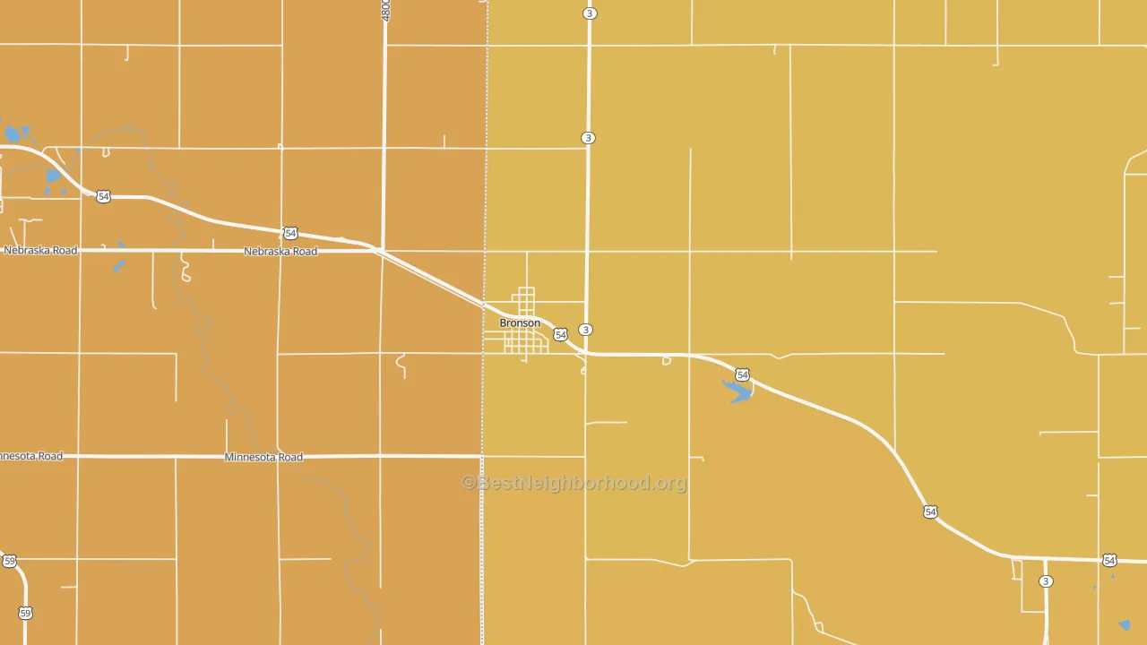 Map of the best neighborhoods in the Bronson area, with better matches in green and worse matches in red