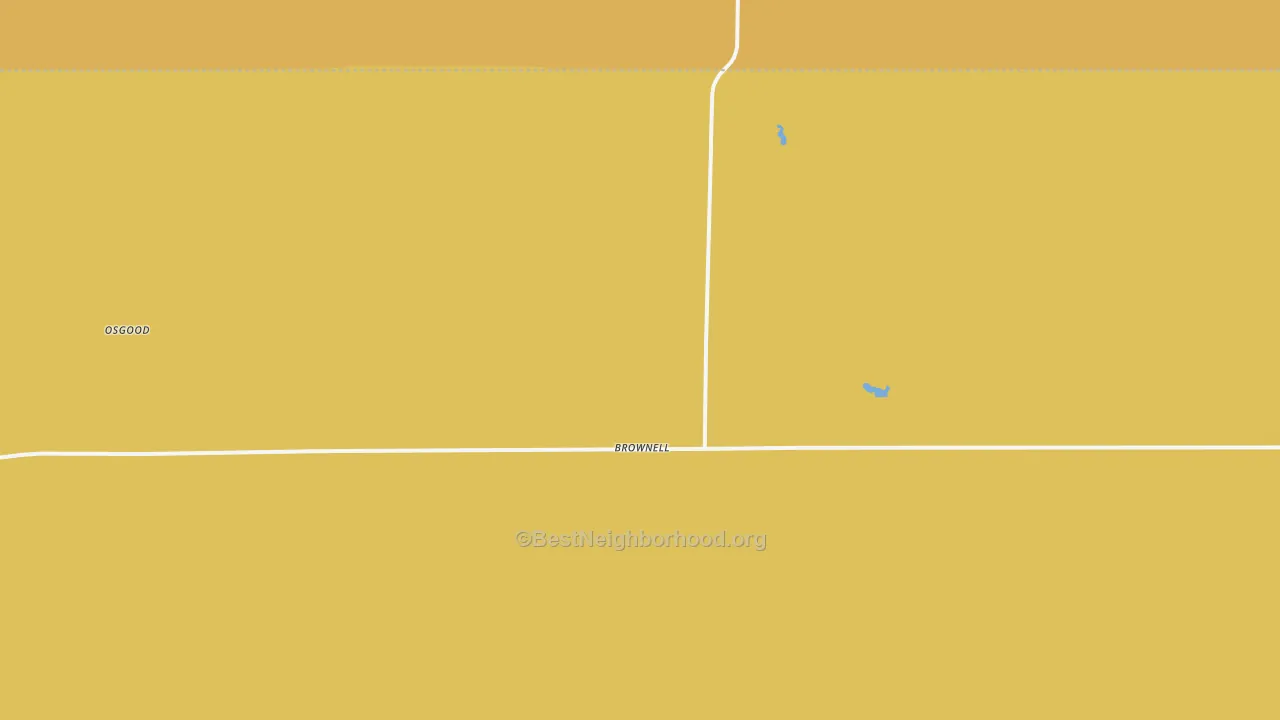 Map of the best neighborhoods in the Brownell area, with better matches in green and worse matches in red