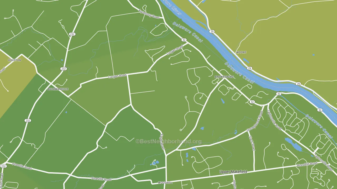 Map of the best neighborhoods in the Brownsburg area, with better matches in green and worse matches in red