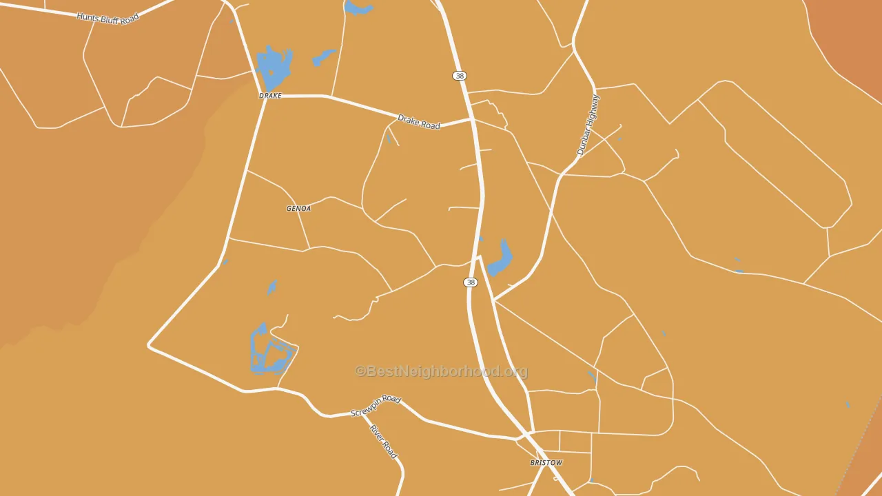 Map of the best neighborhoods in the Brownsville area, with better matches in green and worse matches in red