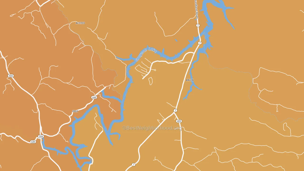 Map of the best neighborhoods in the Bruin area, with better matches in green and worse matches in red