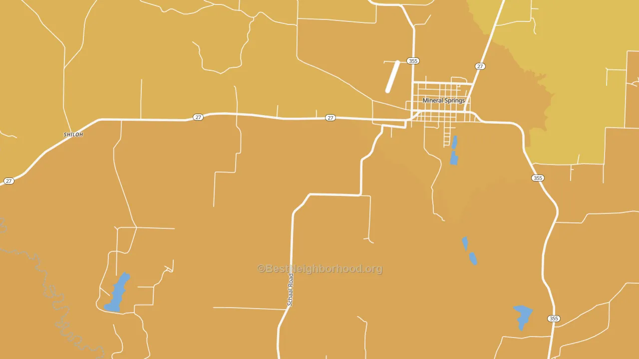 Map of the best neighborhoods in the Buck Range area, with better matches in green and worse matches in red
