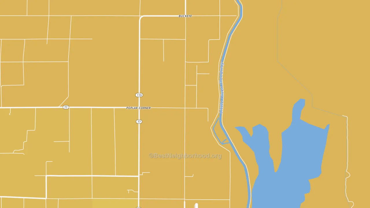 Map of the best neighborhoods in the Buckeye area, with better matches in green and worse matches in red