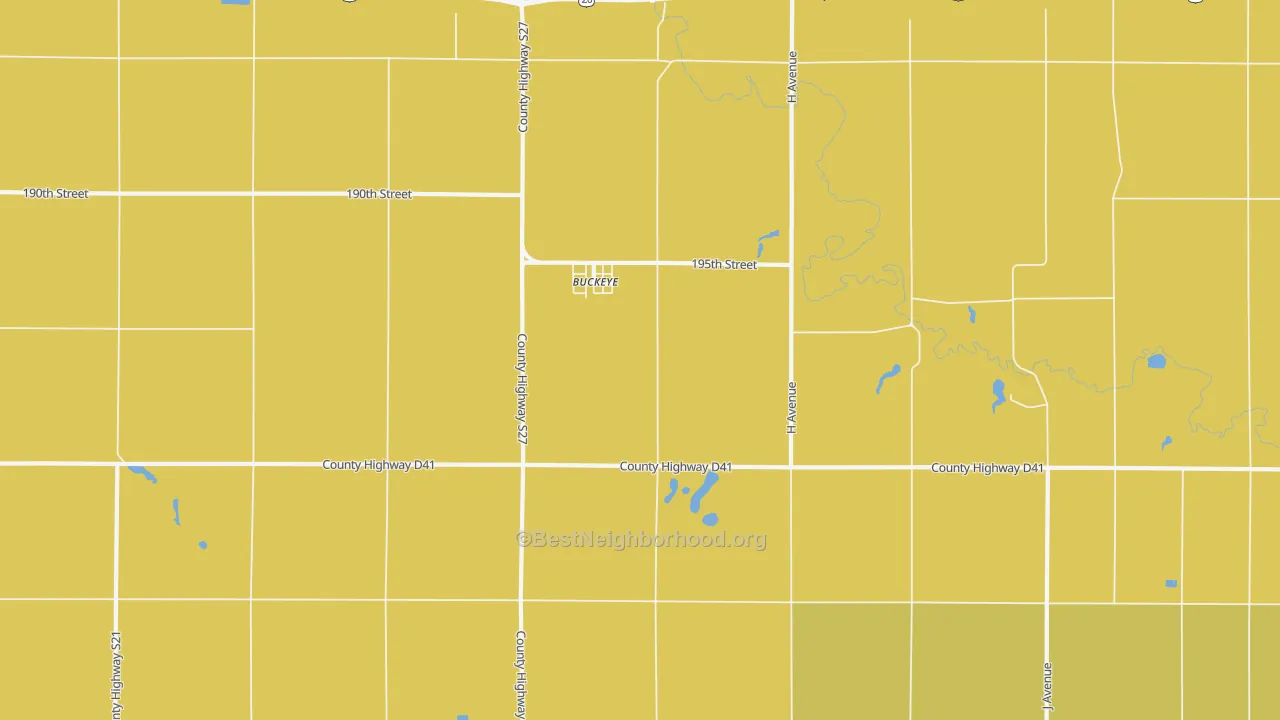 Map of the best neighborhoods in the Buckeye area, with better matches in green and worse matches in red