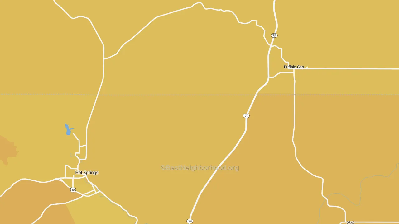 Map of the best neighborhoods in the Buffalo Gap area, with better matches in green and worse matches in red