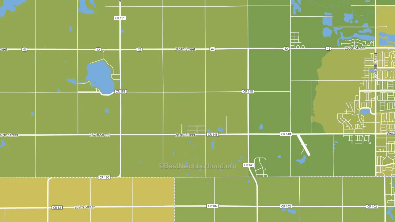 Map of the best neighborhoods in the Buffalo Ridge area, with better matches in green and worse matches in red