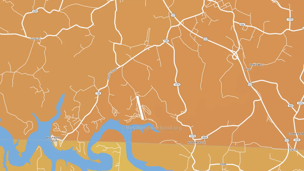 Map of the best neighborhoods in the Bug area, with better matches in green and worse matches in red
