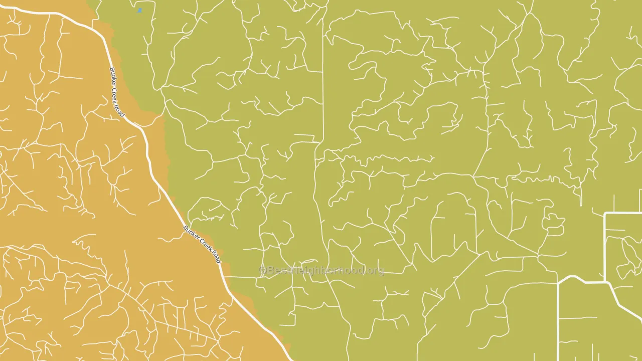 Map of the best neighborhoods in the Bunker area, with better matches in green and worse matches in red
