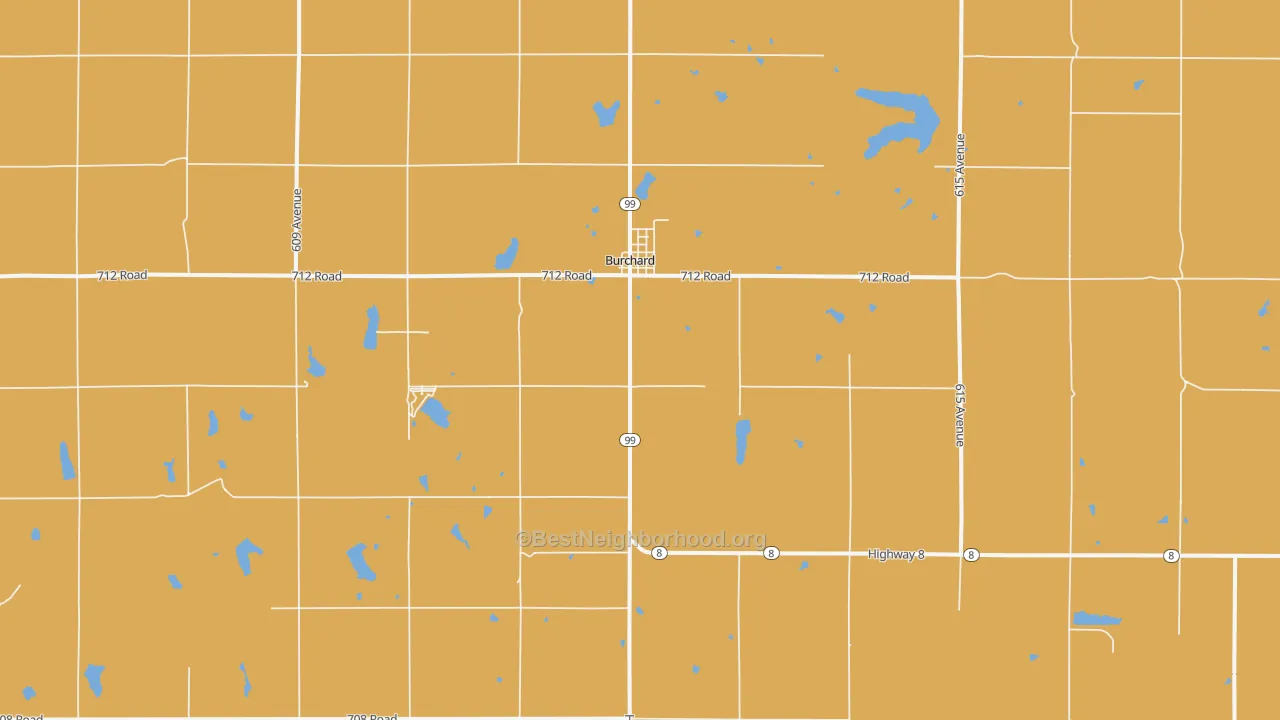 Map of the best neighborhoods in the Burchard area, with better matches in green and worse matches in red