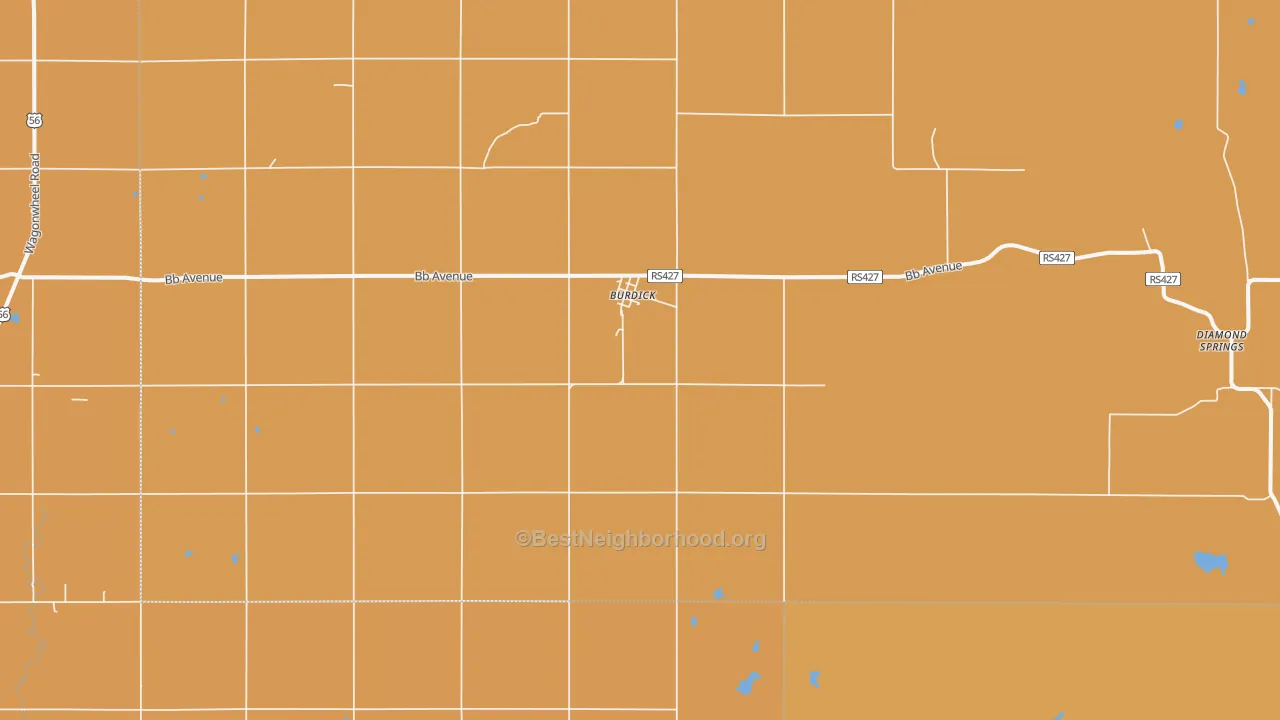 Map of the best neighborhoods in the Burdick area, with better matches in green and worse matches in red