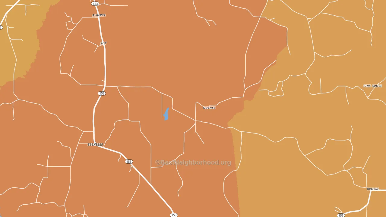 Map of the best neighborhoods in the Burkplace area, with better matches in green and worse matches in red