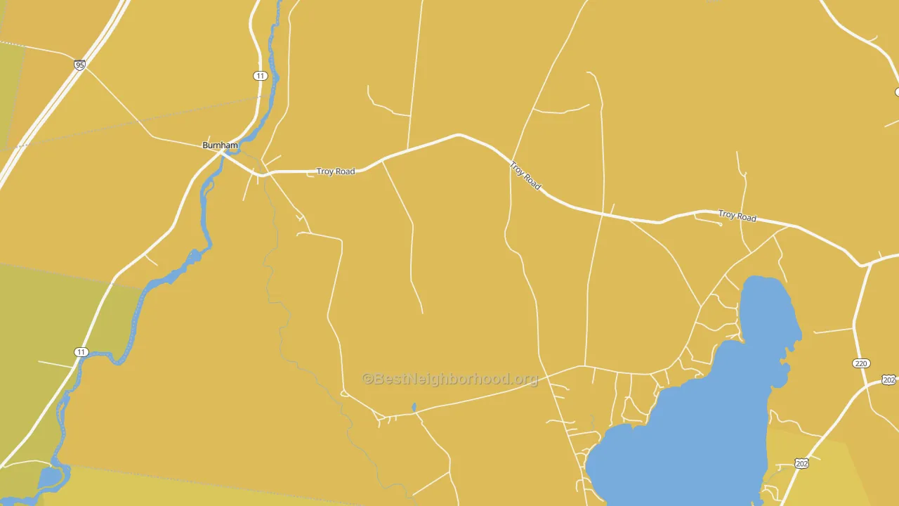 Map of the best neighborhoods in the Burnham area, with better matches in green and worse matches in red