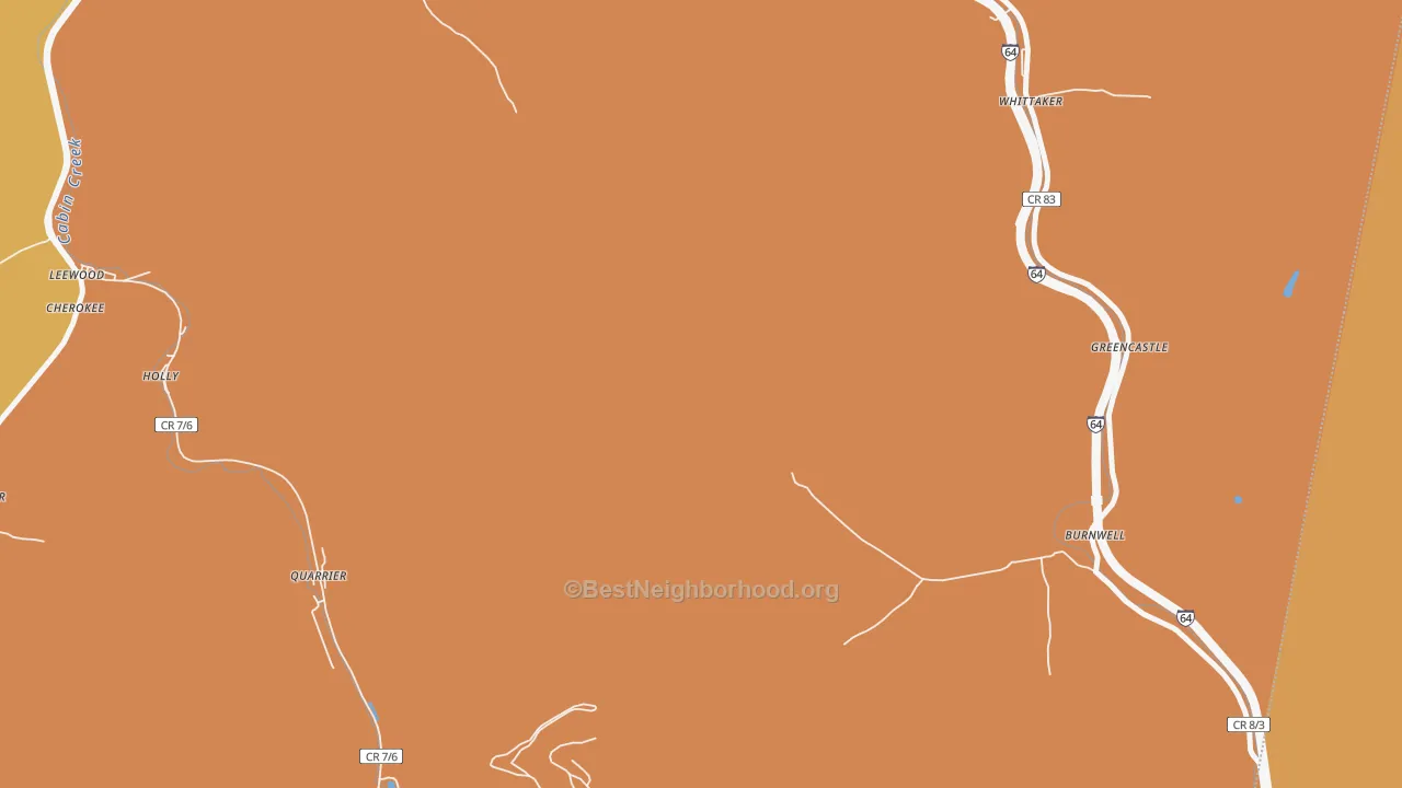 Map of the best neighborhoods in the Burnwell area, with better matches in green and worse matches in red