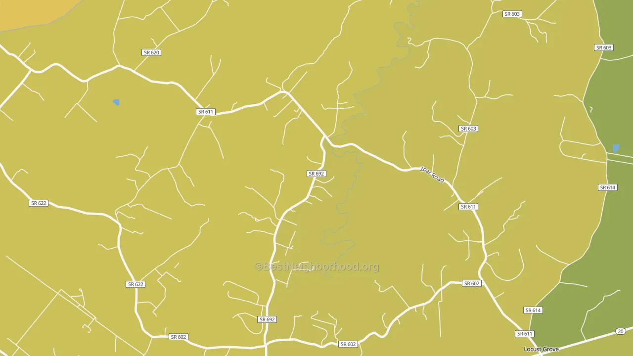 Map of the best neighborhoods in the Burr Hill area, with better matches in green and worse matches in red