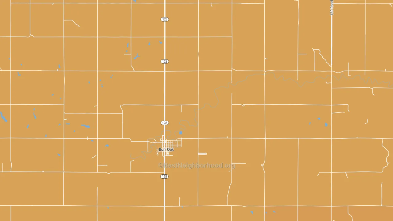 Map of the best neighborhoods in the Burr Oak area, with better matches in green and worse matches in red