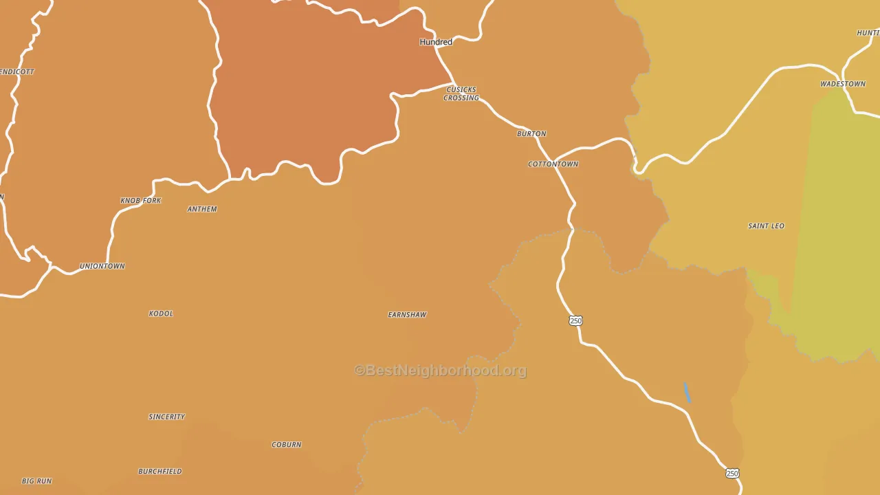 Map of the best neighborhoods in the Burton area, with better matches in green and worse matches in red