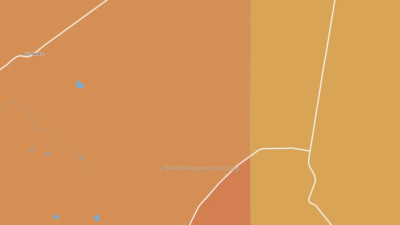Map of the best neighborhoods in the Bustamante area, with better matches in green and worse matches in red