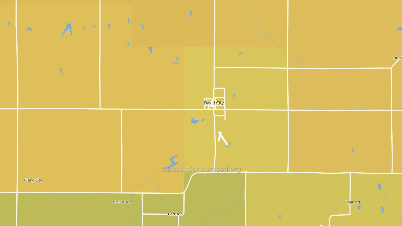 Map of the best neighborhoods in the Butler County area, with better matches in green and worse matches in red