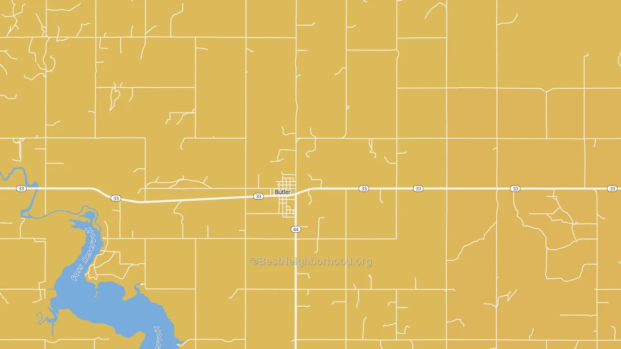Map of the best neighborhoods in the Butler area, with better matches in green and worse matches in red
