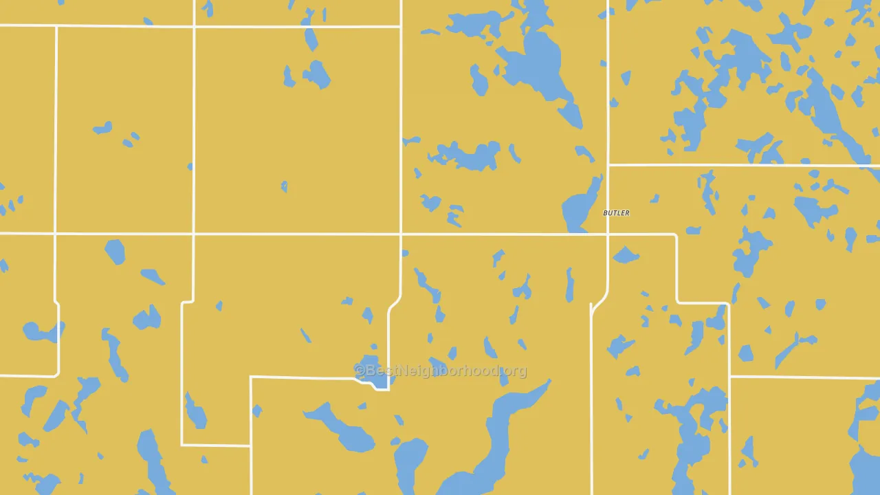 Map of the best neighborhoods in the Butler area, with better matches in green and worse matches in red