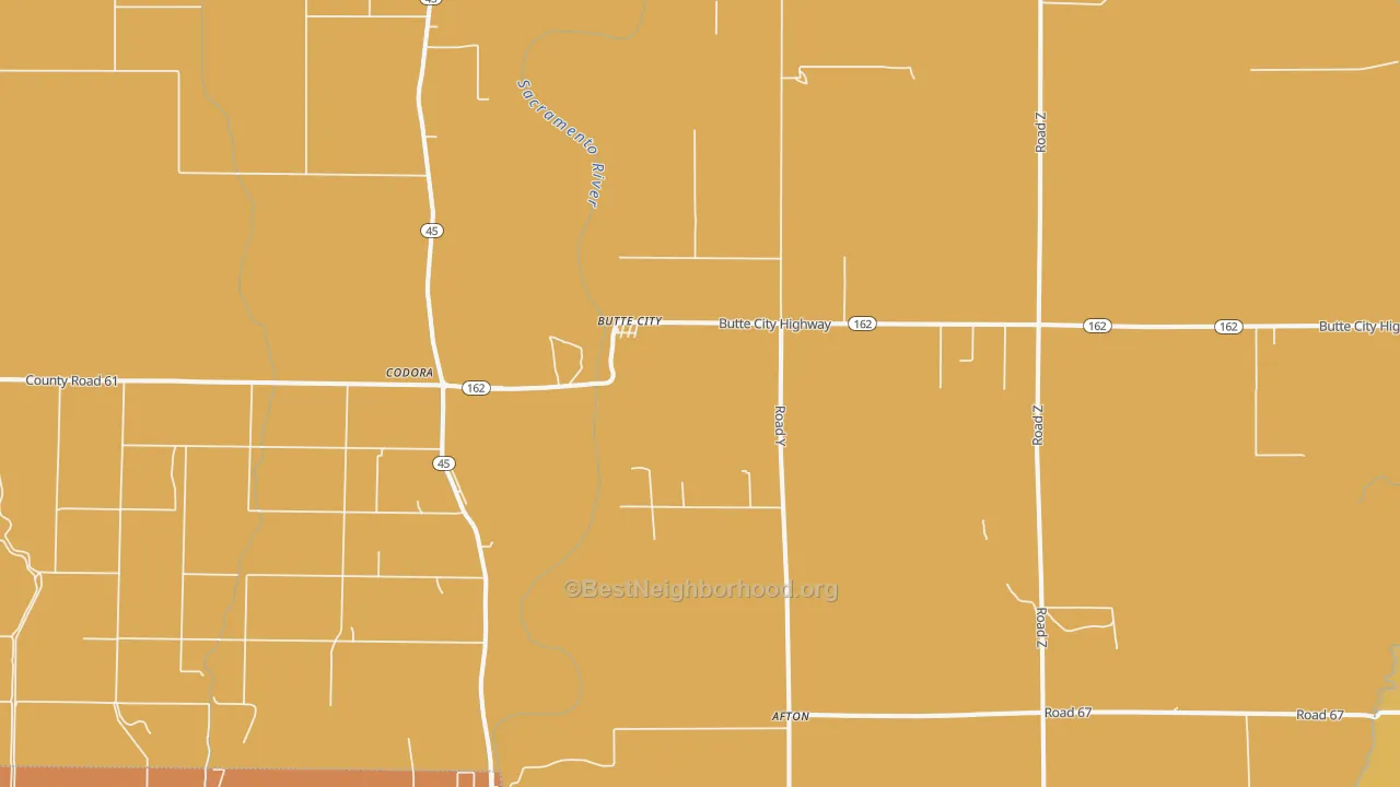 Map of the best neighborhoods in the Butte City area, with better matches in green and worse matches in red
