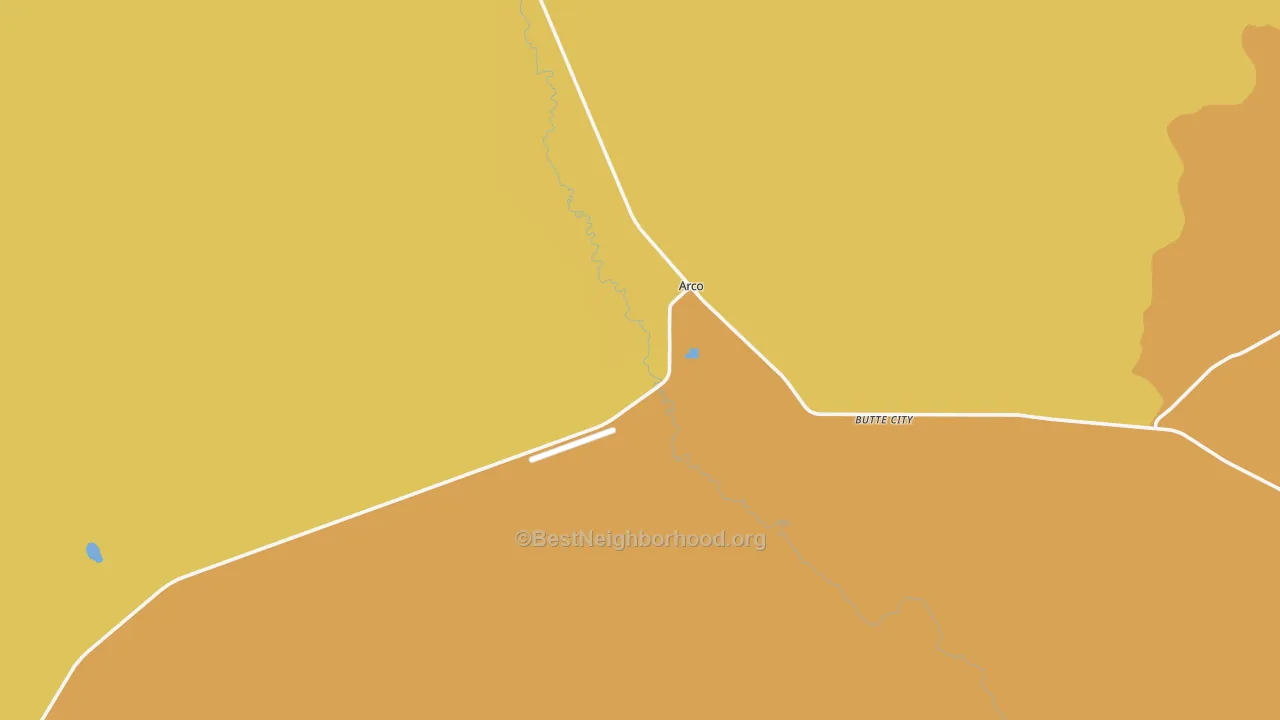 Map of the best neighborhoods in the Butte City area, with better matches in green and worse matches in red