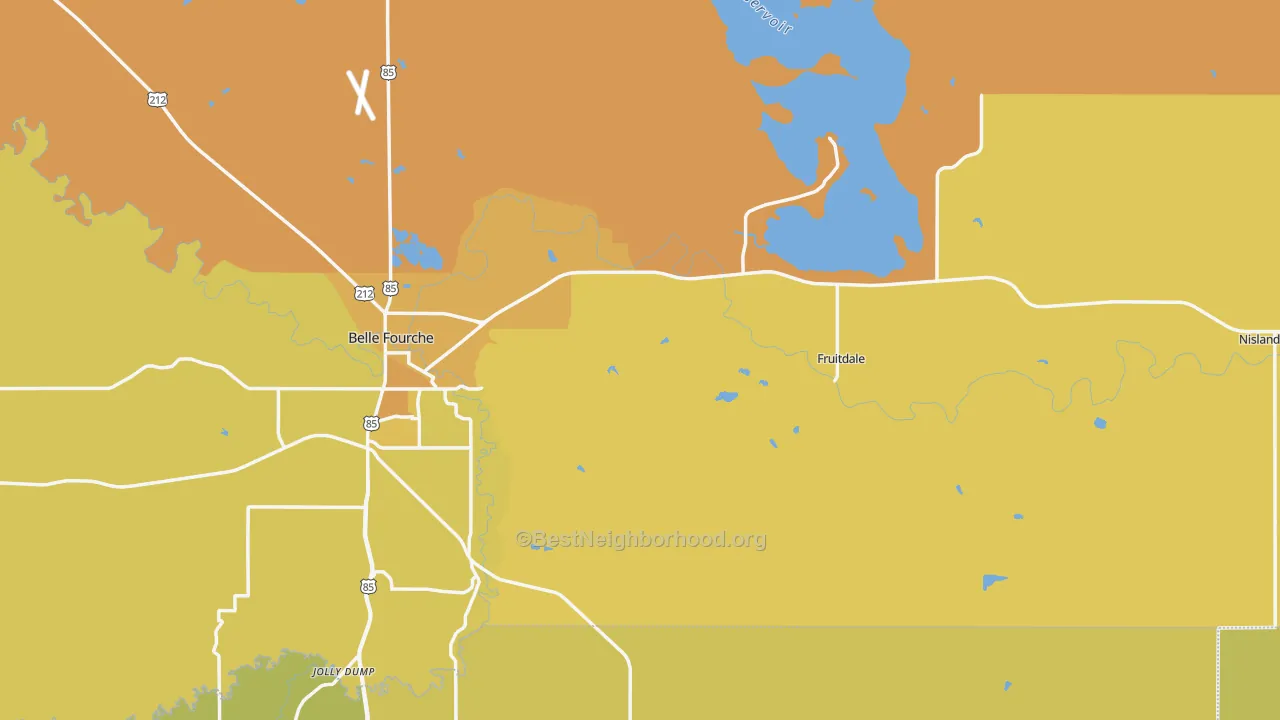 Map of the best neighborhoods in the Butte County area, with better matches in green and worse matches in red