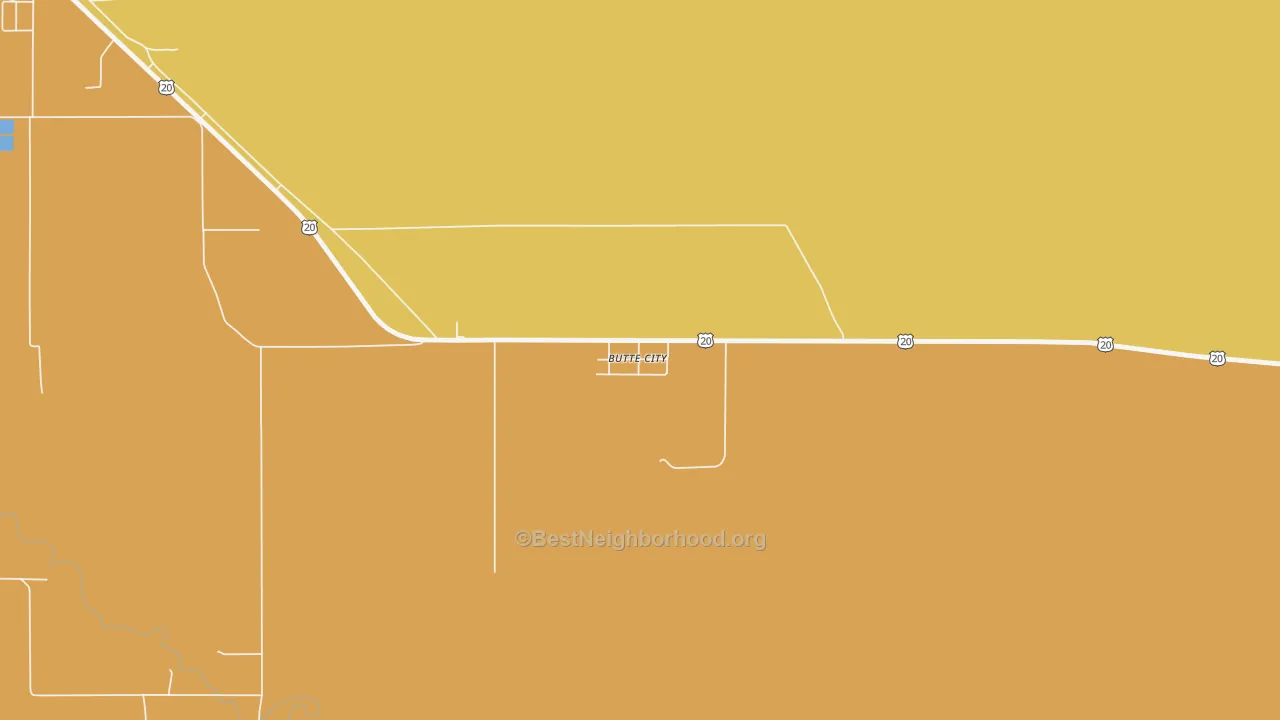 Map of the best neighborhoods in the Butte area, with better matches in green and worse matches in red