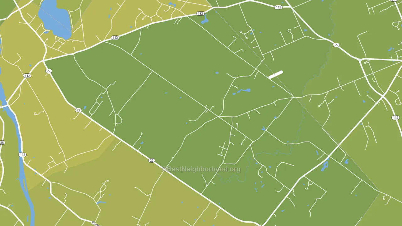 Map of the best neighborhoods in the Buxton Center area, with better matches in green and worse matches in red