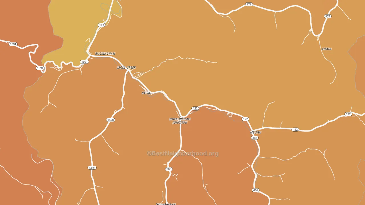 Map of the best neighborhoods in the Bypro area, with better matches in green and worse matches in red