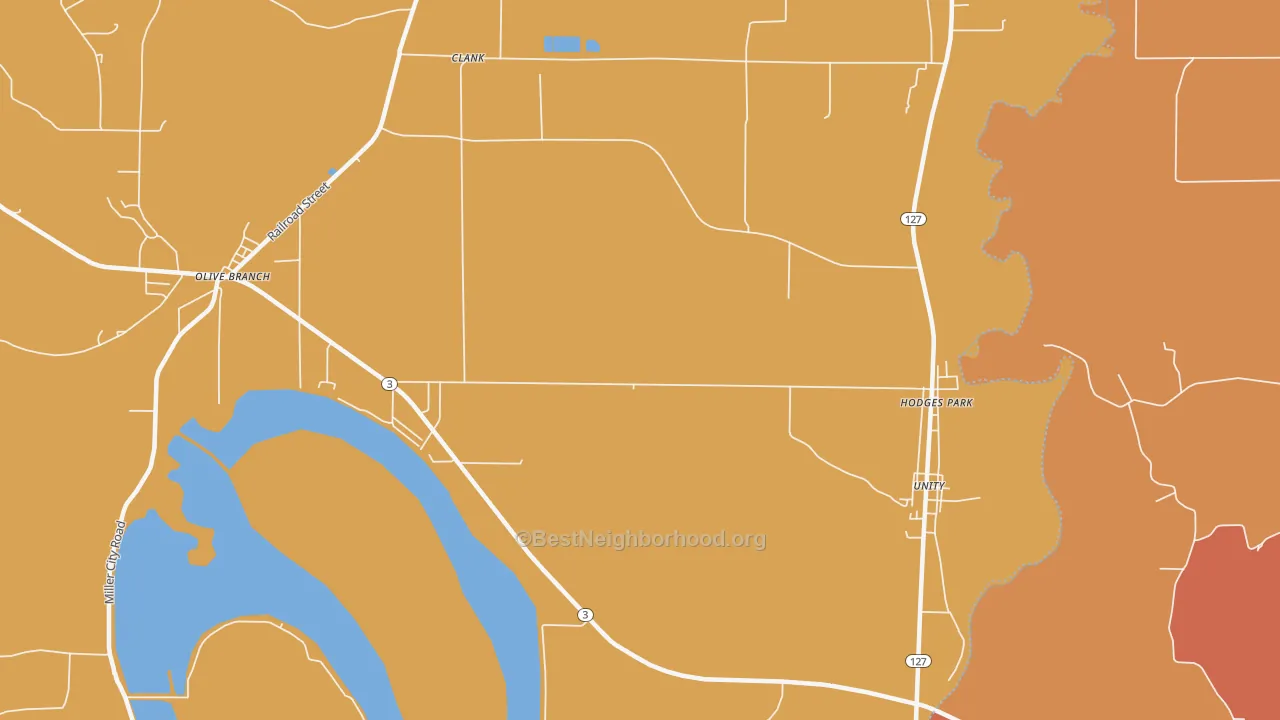Map of the best neighborhoods in the Cache area, with better matches in green and worse matches in red