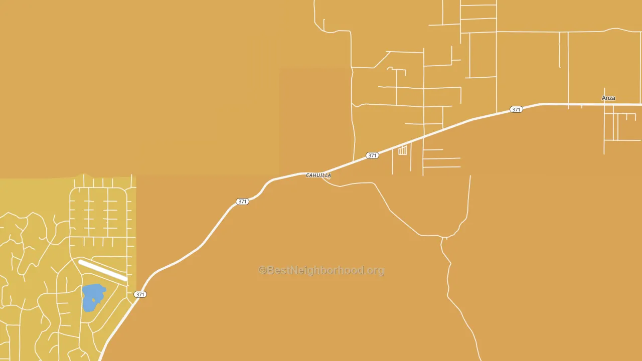Map of the best neighborhoods in the Cahuilla area, with better matches in green and worse matches in red