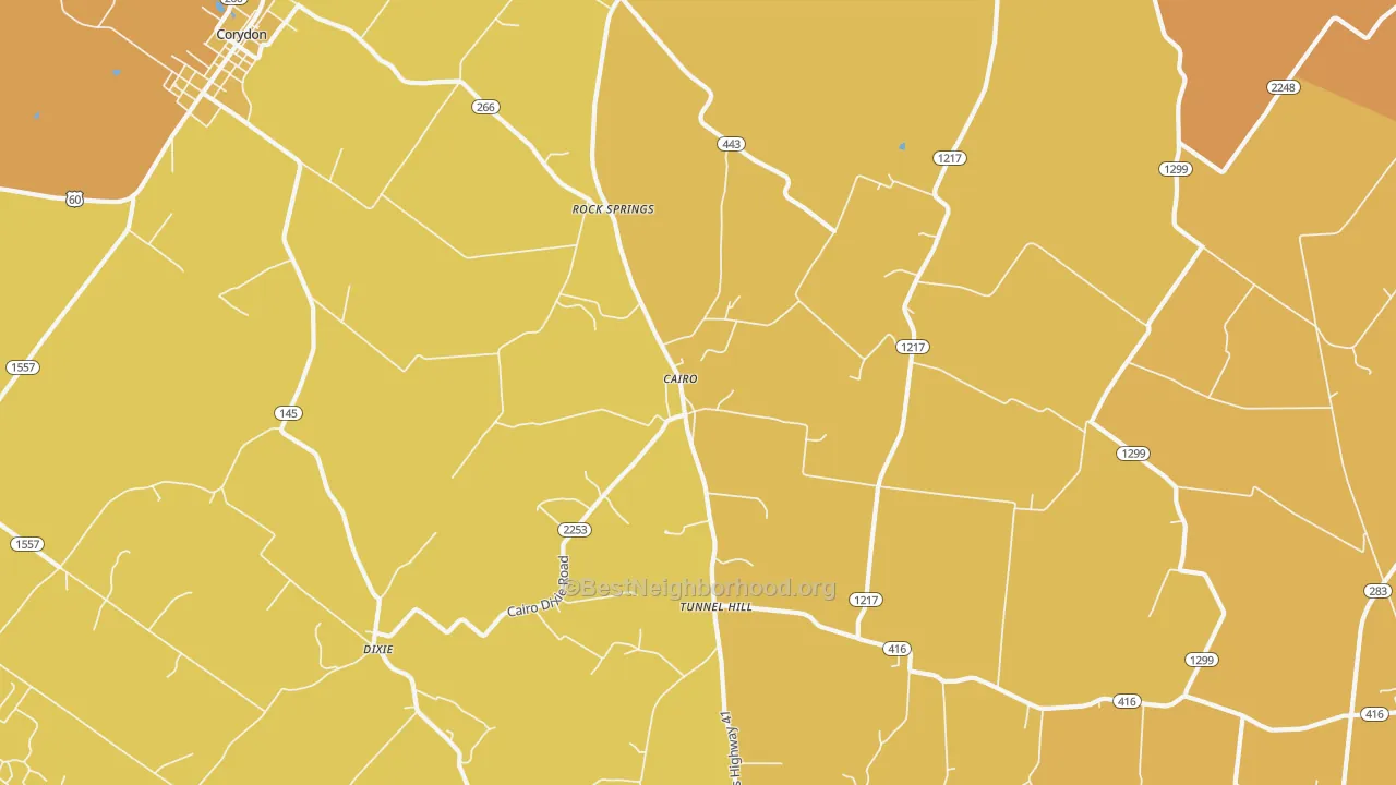 Map of the best neighborhoods in the Cairo area, with better matches in green and worse matches in red
