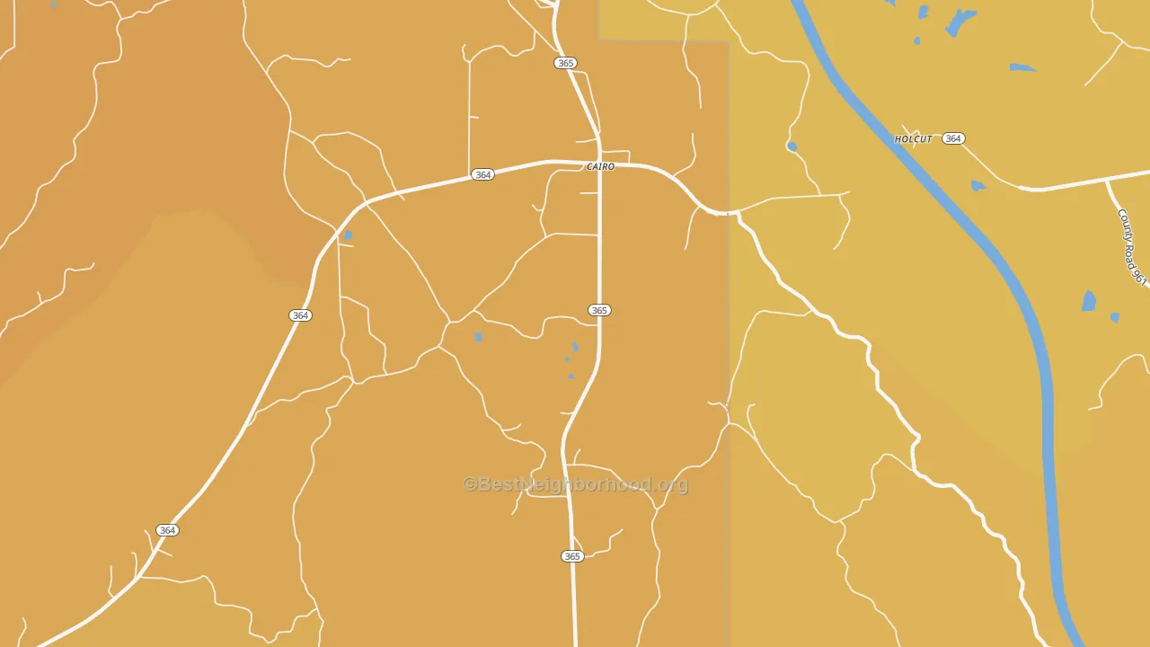 Map of the best neighborhoods in the Cairo area, with better matches in green and worse matches in red