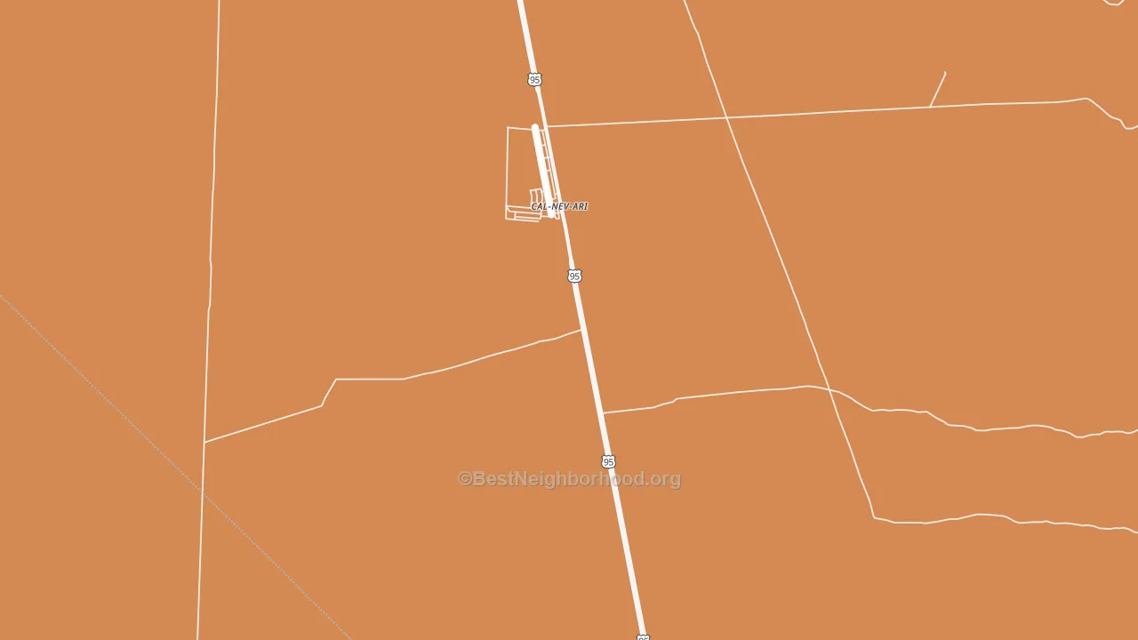 Map of the best neighborhoods in the Cal Nev Ari area, with better matches in green and worse matches in red