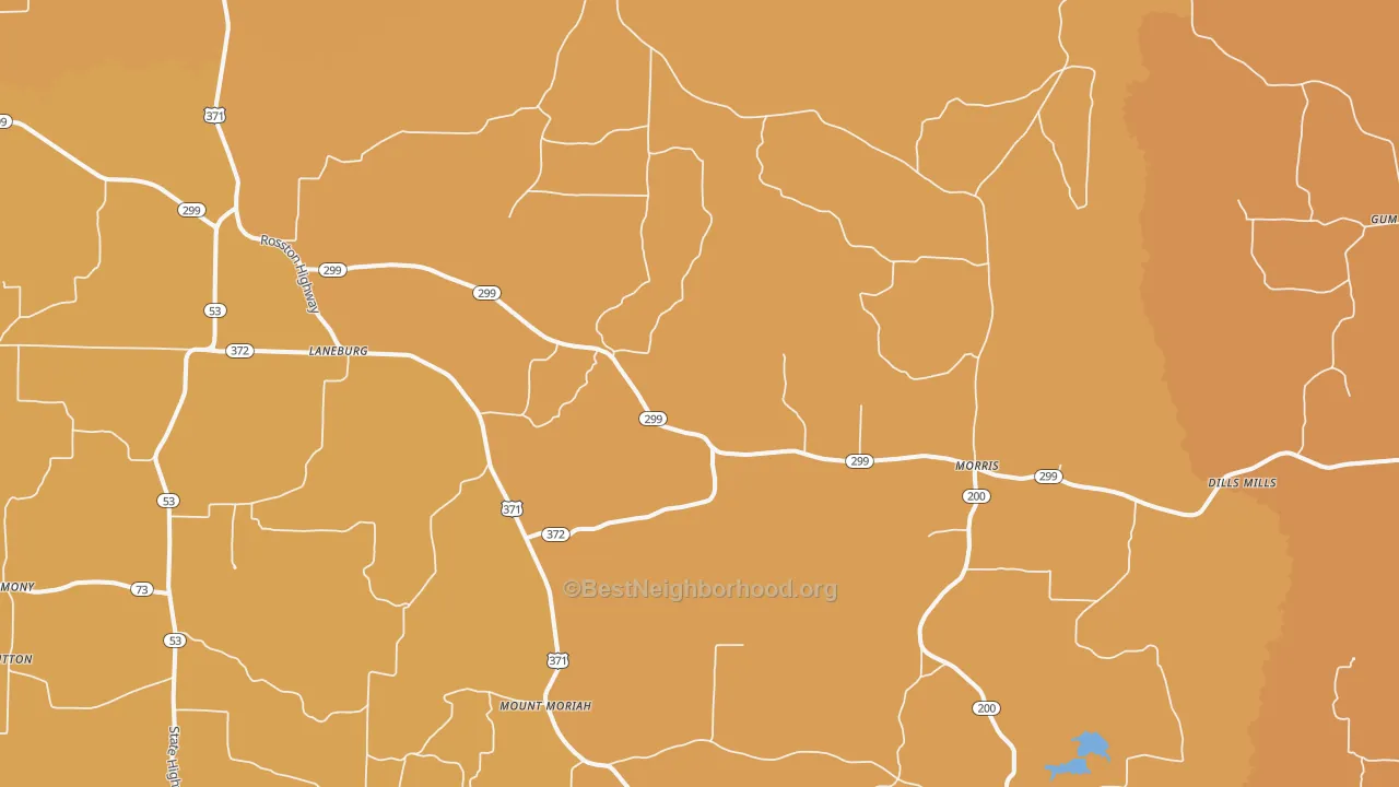 Map of the best neighborhoods in the Cale area, with better matches in green and worse matches in red