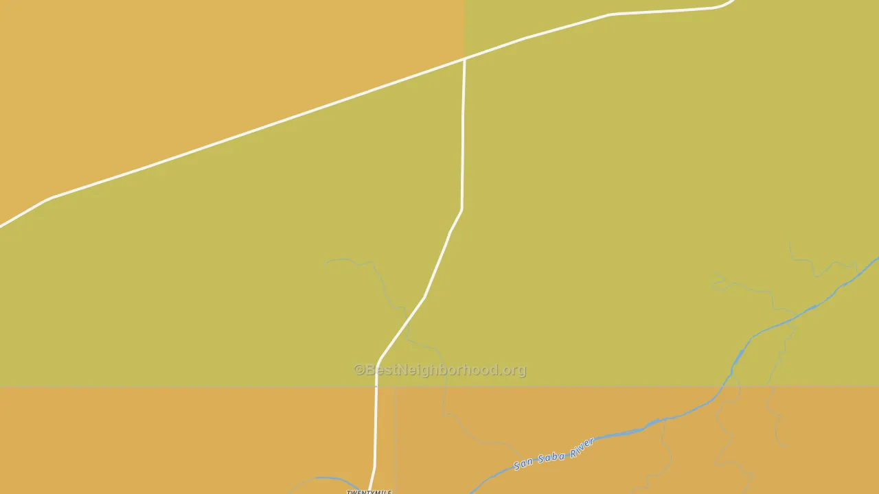 Map of the best neighborhoods in the Calf Creek area, with better matches in green and worse matches in red