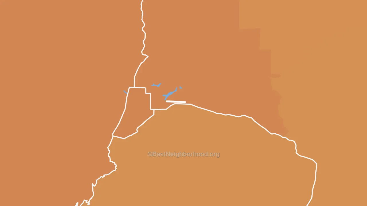 Map of the best neighborhoods in the Caliente area, with better matches in green and worse matches in red
