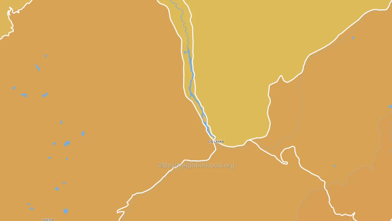 Map of the best neighborhoods in the Callahan area, with better matches in green and worse matches in red
