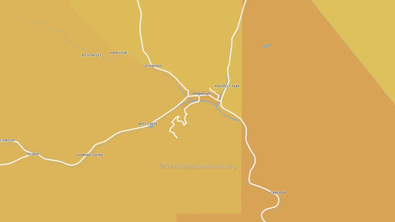 Map of the best neighborhoods in the Cameron County area, with better matches in green and worse matches in red