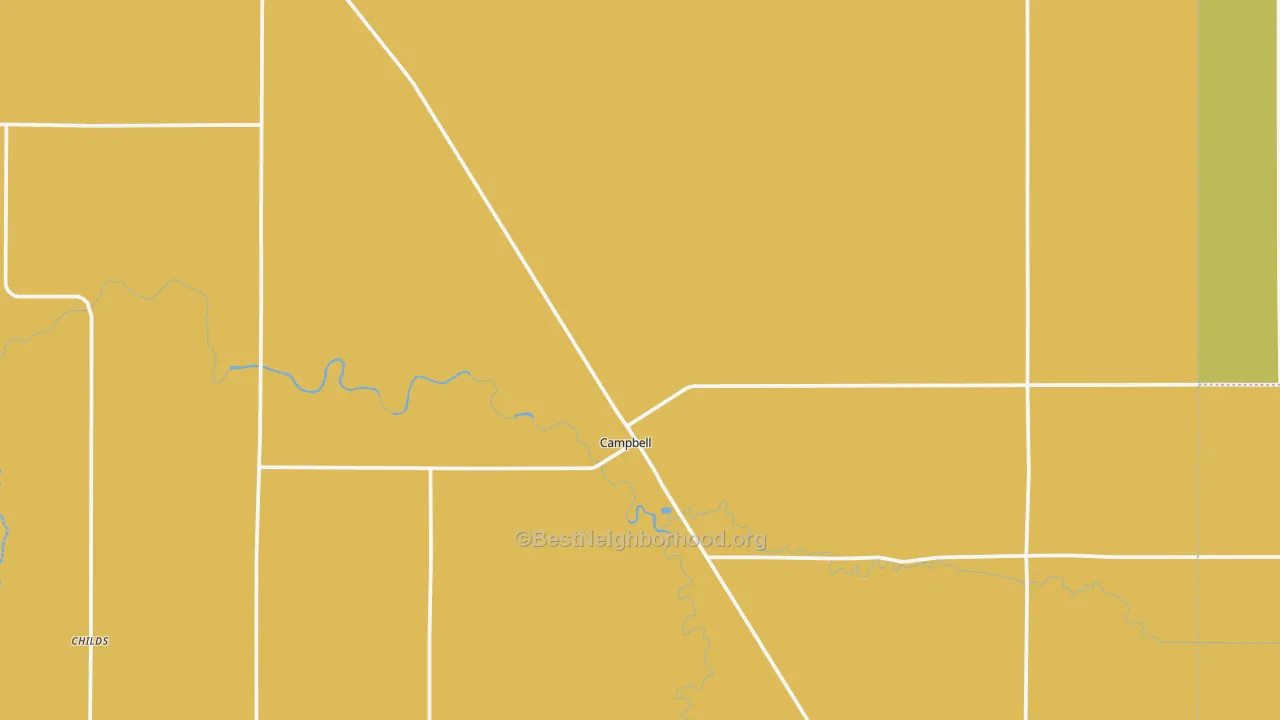 Map of the best neighborhoods in the Campbell area, with better matches in green and worse matches in red