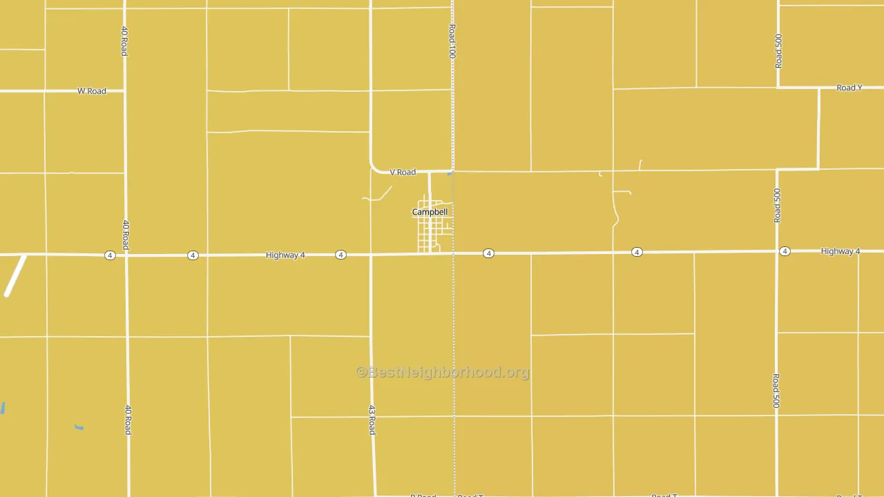 Map of the best neighborhoods in the Campbell area, with better matches in green and worse matches in red