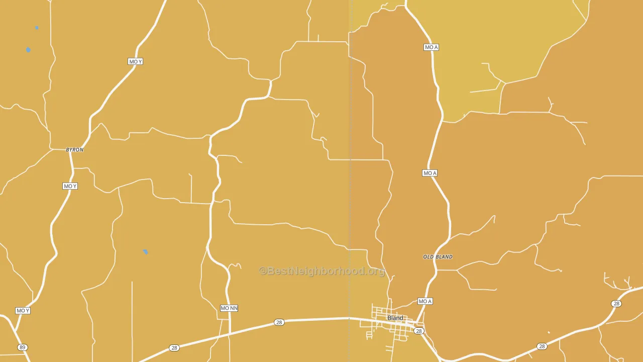 Map of the best neighborhoods in the Canaan area, with better matches in green and worse matches in red