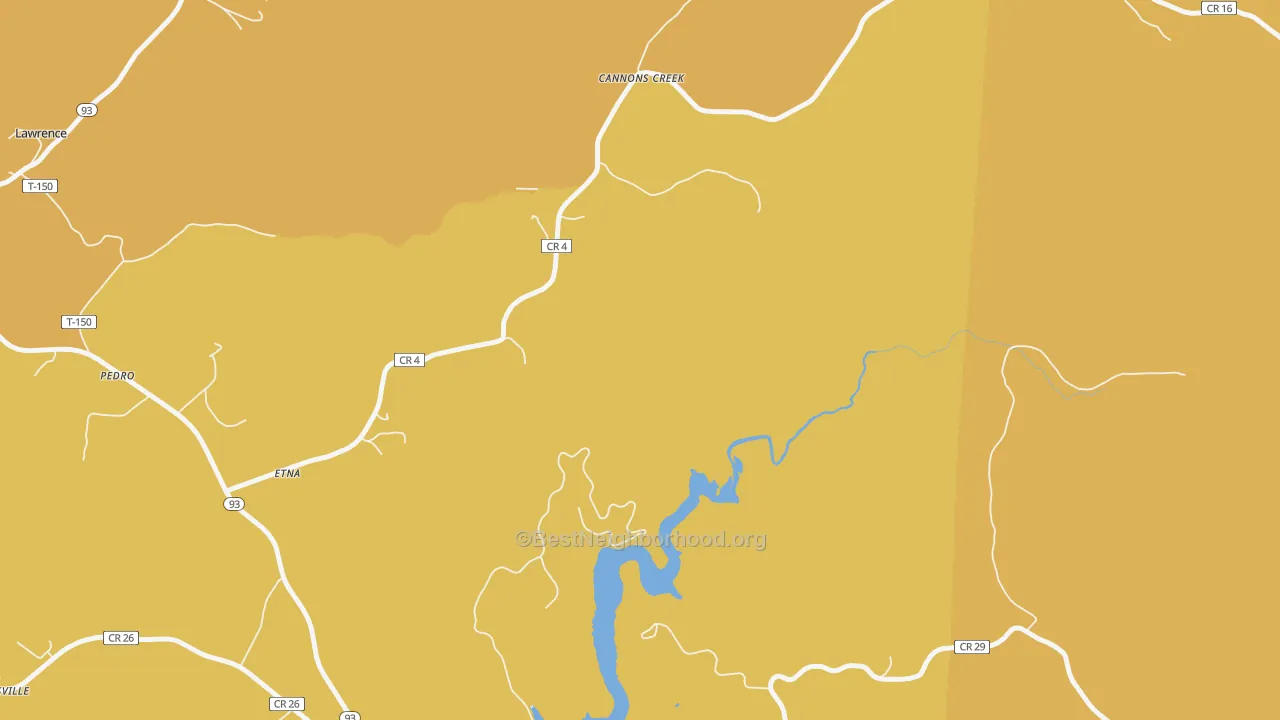 Map of the best neighborhoods in the Cannons Creek area, with better matches in green and worse matches in red